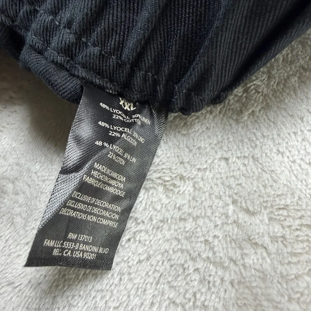Banana Republic Womens XXL Tapered Crop Pants Black Lyocell Linen Blend